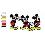 Three Happy Mickey Mouse Embroidery Design